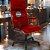 Cadeira Original Eames Presidente com Rodinhas Black e Anti Risco Linha Capa em Madeira Escura - Vermelho - Imagem 4