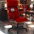 Cadeira Original Eames Presidente com Rodinhas Black e Anti Risco Linha Capa em Madeira Escura - Vermelho - Imagem 1