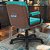 Cadeira Original Eames Diretor com Rodinhas Black e Anti Risco Linha Capa em Madeira Escura - Verde Água - Imagem 3