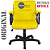Cadeira Original Eames Diretor com Rodinhas Black e Anti Risco Linha Capa em Madeira Escura - Amarelo - Imagem 5