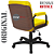 Cadeira Original Eames Diretor com Rodinhas Black e Anti Risco Linha Capa em Madeira Escura - Amarelo - Imagem 6