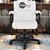 Cadeira Original Eames Diretor com Rodinhas Black e Anti Risco Linha Capa em Madeira Escura - Branco - Imagem 2