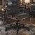 Cadeira Original Eames Diretor com Rodinhas Black e Anti Risco Linha Capa em Madeira Escura - Preto - Imagem 1