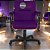 Cadeira Original Eames Diretor com Rodinhas Black e Anti Risco Linha Capa em Madeira Escura - Roxo - Imagem 2