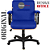 Cadeira Original Eames Diretor com Rodinhas Black e Anti Risco Linha Capa em Madeira Escura - Azul - Imagem 5