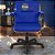 Cadeira Original Eames Diretor com Rodinhas Black e Anti Risco Linha Capa em Madeira Escura - Azul - Imagem 2