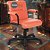 Cadeira Original Eames Diretor com Rodinhas Black e Anti Risco Linha Capa em Madeira Escura - Vermelho Telha - Imagem 1