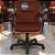 Cadeira Original Eames Diretor com Rodinhas Black e Anti Risco Linha Capa em Madeira Escura - Vermelho Vinho - Imagem 2