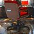 Cadeira Original Eames Diretor com Rodinhas Black e Anti Risco Linha Capa em Madeira Escura - Vermelho - Imagem 3