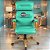 Cadeira Original Eames Presidente Dourada Anti Risco Linha Capa em Madeira Escura - Verde Água - Imagem 2