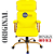 Cadeira Original Eames Presidente Dourada Anti Risco Linha Capa em Madeira Escura - Amarelo - Imagem 6