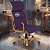 Cadeira Original Eames Presidente Dourada Anti Risco Linha Capa em Madeira Escura - Roxo - Imagem 1