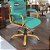 Cadeira Original Eames Diretor Dourada Anti Risco Linha Capa em Madeira Escura - Verde Água - Imagem 1