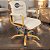 Cadeira Original Eames Diretor Dourada Anti Risco Linha Capa em Madeira Escura - Bege - Imagem 1