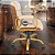 Cadeira Original Eames Diretor Dourada Anti Risco Linha Capa em Madeira Escura - Bege - Imagem 3