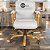 Cadeira Original Eames Diretor Dourada Anti Risco Linha Capa em Madeira Escura - Branco - Imagem 2