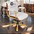Cadeira Original Eames Diretor Dourada Anti Risco Linha Capa em Madeira Escura - Branco - Imagem 1