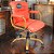 Cadeira Original Eames Diretor Dourada Anti Risco Linha Capa em Madeira Escura - Vermelho - Imagem 1
