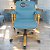 Cadeira Original Eames Diretor Dourada Anti Risco Linha Capa em Madeira Escura - Azul Bebê - Imagem 2