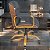 Cadeira Original Eames Diretor Dourada Anti Risco Linha Capa em Madeira Escura - Cinza Escuro - Imagem 3