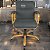 Cadeira Original Eames Diretor Dourada Anti Risco Linha Capa em Madeira Escura - Cinza Escuro - Imagem 1
