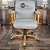 Cadeira Original Eames Diretor Dourada Anti Risco Linha Capa em Madeira Escura - Cinza Claro - Imagem 2