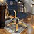 Cadeira Original Eames Diretor Dourada Anti Risco Linha Capa em Madeira Escura - Azul Marinho - Imagem 1