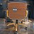 Cadeira Original Eames Diretor Dourada Anti Risco Linha Capa em Madeira Escura - Azul Marinho - Imagem 3