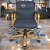 Cadeira Original Eames Diretor Dourada Anti Risco Linha Capa em Madeira Escura - Azul Marinho - Imagem 2