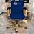 Cadeira Original Eames Diretor Dourada Anti Risco Linha Capa em Madeira Escura - Azul Royal - Imagem 3