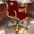 Cadeira Original Eames Diretor Dourada Anti Risco Linha Capa em Madeira Escura - Vermelho Vinho - Imagem 1