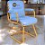 Cadeira Original Eames Interlocutor Dourada Anti Risco Linha Capa em Madeira Escura - Azul Bebê - Imagem 1