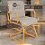 Cadeira Original Eames Interlocutor Dourada Anti Risco Linha Capa em Madeira Escura - Bege - Imagem 3