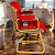 Cadeira Original Eames Interlocutor Dourada Anti Risco Linha Capa em Madeira Escura - Vermelho - Imagem 2