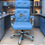 Cadeira Original Eames Presidente com Rodinhas Cromadas e Anti Risco Linha Capa em Madeira Escura ou Clara - Azul Bebê - Imagem 1