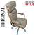Cadeira Original Eames Presidente com Rodinhas Cromadas e Anti Risco Linha Capa em Madeira Escura ou Clara - Bege - Imagem 4