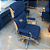 Cadeira Original Eames Presidente com Rodinhas Cromadas e Anti Risco Linha Capa em Madeira Escura ou Clara - Azul Marinho - Imagem 2