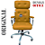 Cadeira Original Eames Presidente com Rodinhas Cromadas e Anti Risco Linha Capa em Madeira Escura ou Clara - Amarelo Mostarda - Imagem 3