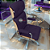 Cadeira Original Eames Presidente com Rodinhas Cromadas e Anti Risco Linha Capa em Madeira Escura ou Clara - Roxo - Imagem 2