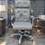 Cadeira Original Eames Presidente com Rodinhas Cromadas e Anti Risco Linha Capa em Madeira Escura ou Clara - Cinza Claro - Imagem 1