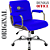 Cadeira Original Eames Diretor com Rodinhas Cromadas e Anti Risco Linha Capa em Madeira Escura Azul Royal - Imagem 4