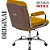 Cadeira Original Eames Diretor com Rodinhas Cromadas e Anti Risco Linha Capa em Madeira Escura Amarelo Mostarda - Imagem 5