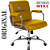 Cadeira Original Eames Diretor com Rodinhas Cromadas e Anti Risco Linha Capa em Madeira Escura Amarelo Mostarda - Imagem 4