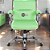 Cadeira Original Eames Diretor com Rodinhas Cromadas e Anti Risco Linha Capa em Madeira Escura Verde Limão - Imagem 1