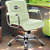 Cadeira Original Eames Diretor com Rodinhas Cromadas e Anti Risco Linha Capa em Madeira Escura Verde Limão - Imagem 2