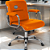 Cadeira Original Eames Diretor com Rodinhas Cromadas e Anti Risco Linha Capa em Madeira Escura Laranja - Imagem 2