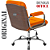 Cadeira Original Eames Diretor com Rodinhas Cromadas e Anti Risco Linha Capa em Madeira Escura Laranja - Imagem 5
