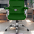 Cadeira Original Eames Diretor com Rodinhas Cromadas e Anti Risco Linha Capa em Madeira Escura Verde Escuro - Imagem 1