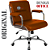 Cadeira Original Eames Diretor com Rodinhas Cromadas e Anti Risco Linha Capa em Madeira Escura Caramelo - Imagem 4