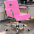Cadeira Original Eames Diretor com Rodinhas Cromadas e Anti Risco Linha Capa em Madeira Escura Rosa Claro - Imagem 2